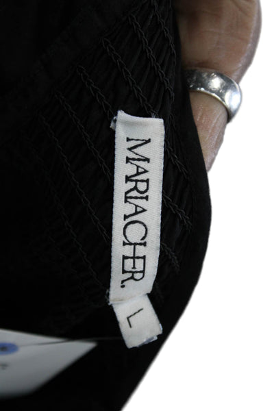 Maria Cher Women Maxi Dress Black V-Neck Cotton Short Sleeve Size L