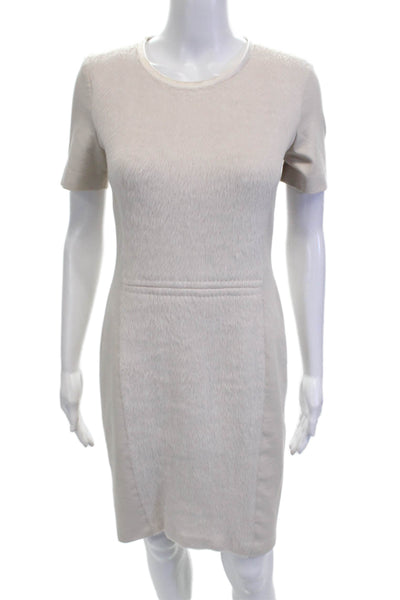 Marccain Women Sheath Dress Beige Short Sleeve Polyester Size S