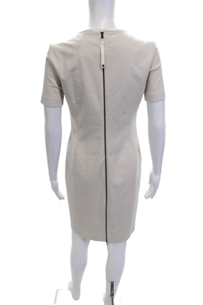 Marccain Women Sheath Dress Beige Short Sleeve Polyester Size S