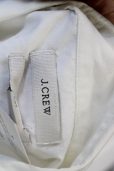 J Crew Women Basic Button-Up White Cotton Collared Long Sleeve Size 2