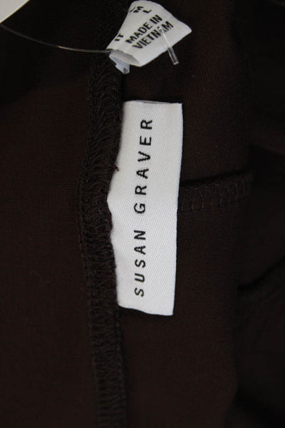 Susan Graver Womens Cropped Brown Pants Rayon Blend Size M