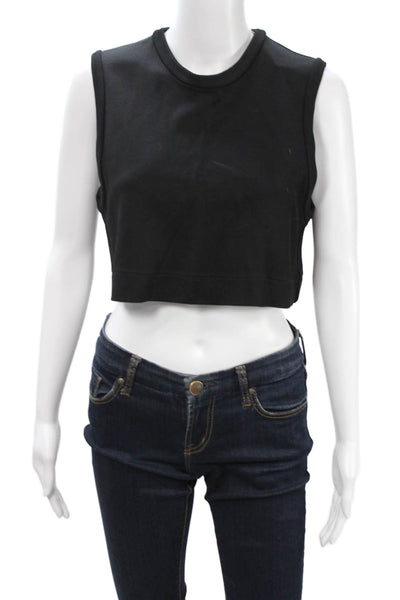 Manning Cartell Women Cropped Tank Black Crew Neck Zip Sleeveless Designer Size