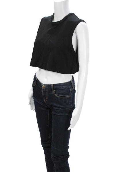 Manning Cartell Women Cropped Tank Black Crew Neck Zip Sleeveless Designer Size