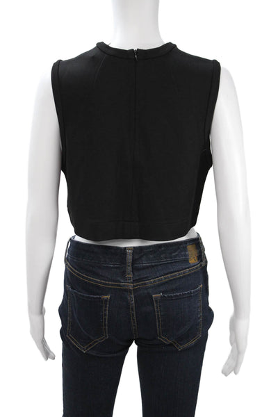 Manning Cartell Women Cropped Tank Black Crew Neck Zip Sleeveless Designer Size