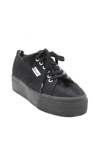 Superga Womens Lace Up Low Top Platform Sneakers Black Size 41 11