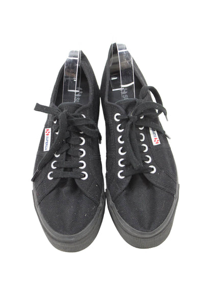 Superga Womens Lace Up Low Top Platform Sneakers Black Size 41 11