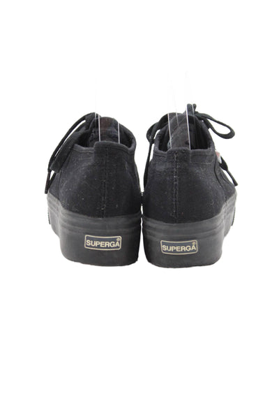 Superga Womens Lace Up Low Top Platform Sneakers Black Size 41 11
