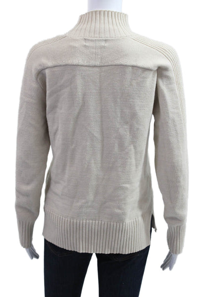 T Tahari Women Pullover Sweater Mock Neck Long Sleeve Beige Designer Size XS
