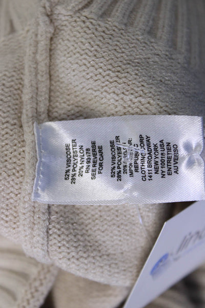 T Tahari Women Pullover Sweater Mock Neck Long Sleeve Beige Designer Size XS