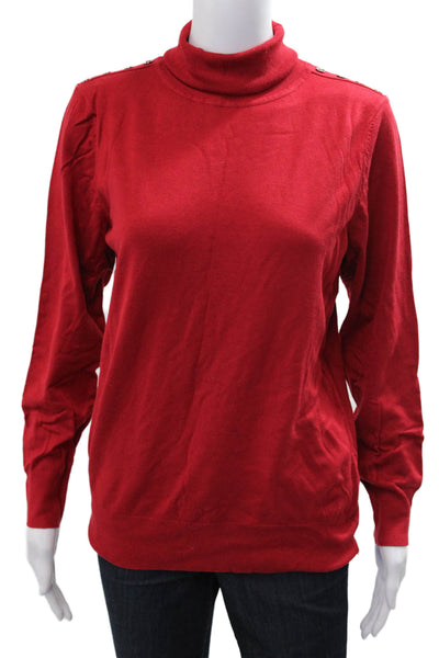 Premise Women Pullover Sweater Red Mock Neck Long Sleeve Size XL