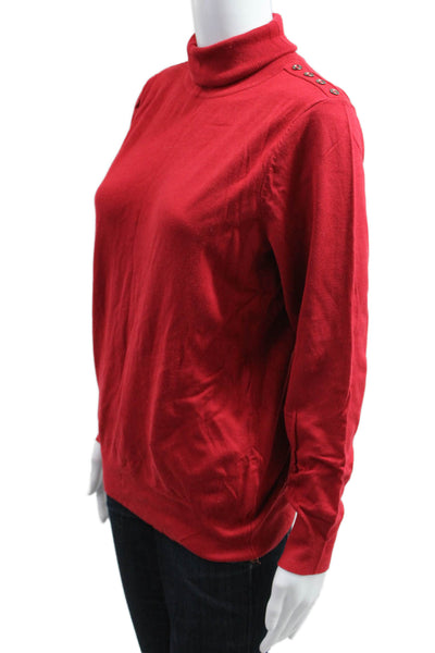 Premise Women Pullover Sweater Red Mock Neck Long Sleeve Size XL
