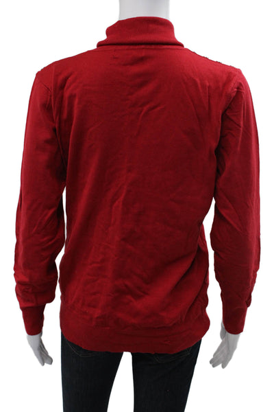 Premise Women Pullover Sweater Red Mock Neck Long Sleeve Size XL