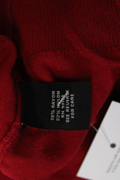 Premise Women Pullover Sweater Red Mock Neck Long Sleeve Size XL