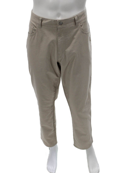 Peter Millar Mens Cropped Khakis Beige Polyester Button Inseam 30 Size 36