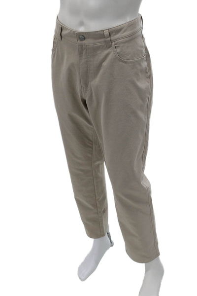 Peter Millar Mens Cropped Khakis Beige Polyester Button Inseam 30 Size 36