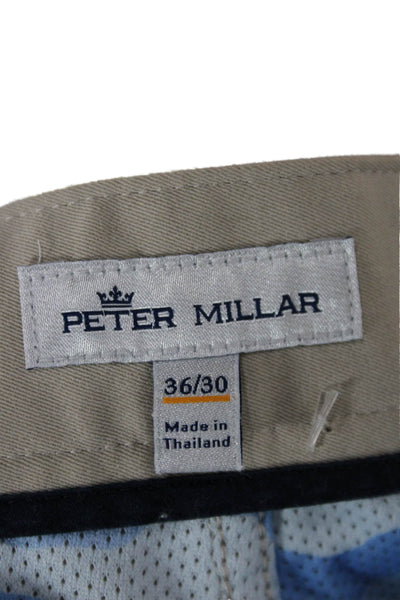 Peter Millar Mens Cropped Khakis Beige Polyester Button Inseam 30 Size 36