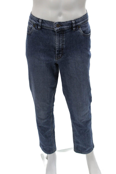 Hiltl Mens Cropped Straight Jeans Dark Blue Button Fly Big & Tall Size 36