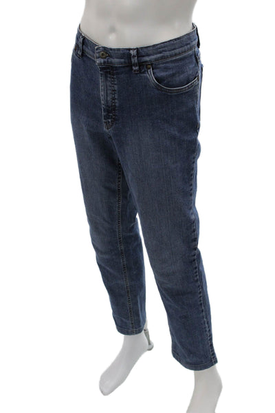 Hiltl Mens Cropped Straight Jeans Dark Blue Button Fly Big & Tall Size 36