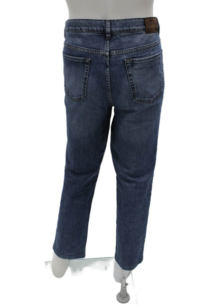 Hiltl Mens Cropped Straight Jeans Dark Blue Button Fly Big & Tall Size 36