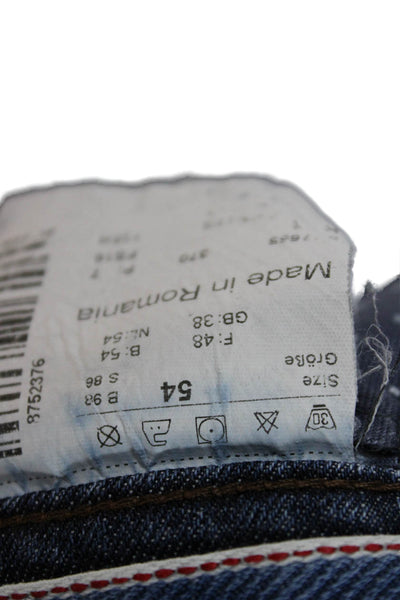 Hiltl Mens Cropped Straight Jeans Dark Blue Button Fly Big & Tall Size 36