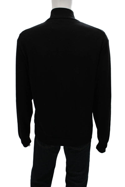 Peter Millar Mens Merino Wool Mock Neck Pullover Black Zip Size XL
