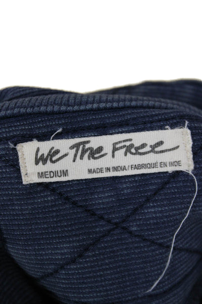 We The Free Women Henley Sweatshirt Dark Blue Long Sleeve Crew Neck Size M