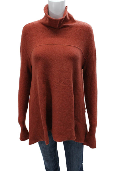 Free People Women Bohemian Brown Mock Neck Pullover Sweater Long Sleeve Size M