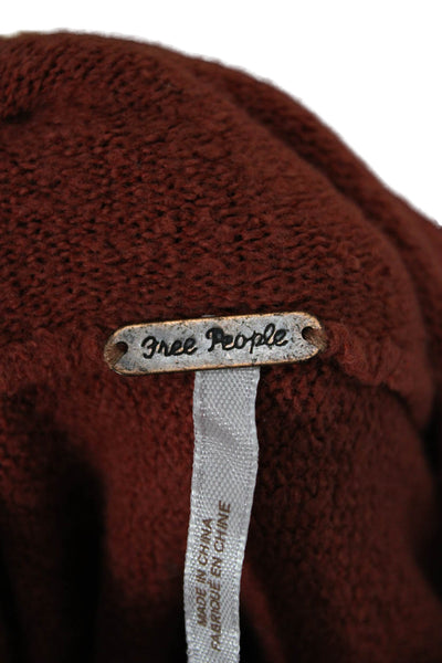Free People Women Bohemian Brown Mock Neck Pullover Sweater Long Sleeve Size M