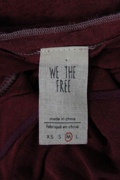 We The Free Women Red Sleeveless Tunic Tank Button Up Rayon Linen Size M