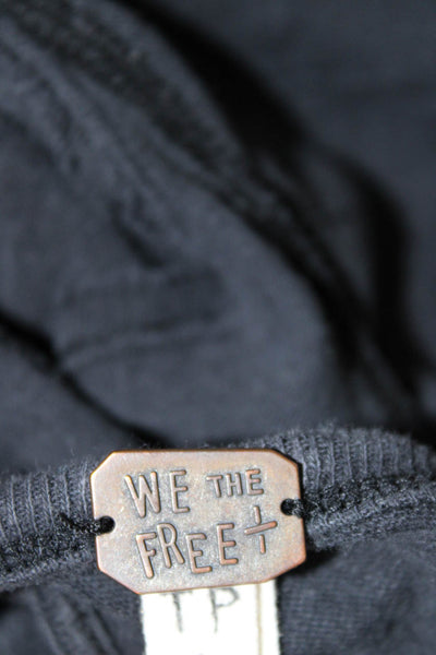 We The Free Women Tunic Black Short Sleeve Linen Cotton Size XS