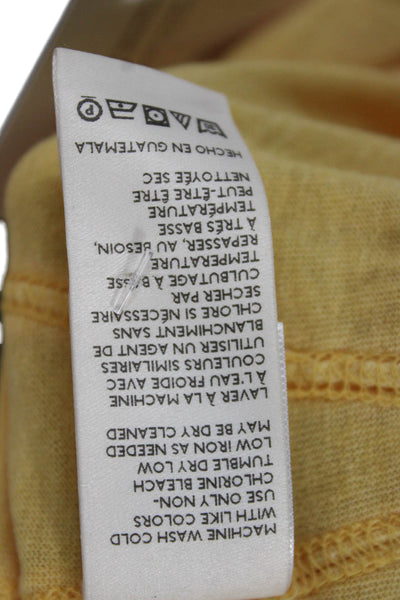 We The Free Womens Yellow V-Neck Boho Basic Tunic Tee 3/4 Sleeve Size M