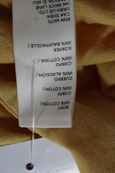 We The Free Womens Yellow V-Neck Boho Basic Tunic Tee 3/4 Sleeve Size M