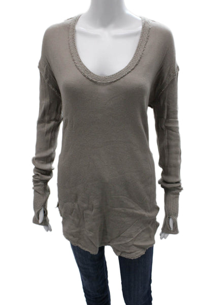 We The Free Women Gray Pullover Sweater Long Sleeve Round Neck Size M