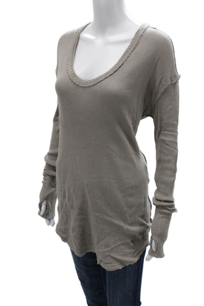 We The Free Women Gray Pullover Sweater Long Sleeve Round Neck Size M