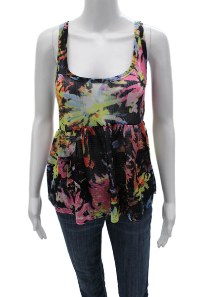 Free People Women Black Floral Square Neck Camisole Size M