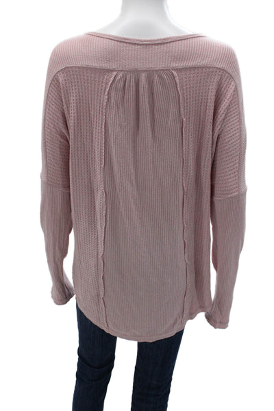 Free People Women Pink Striped Tunic Sweater Button Up Long Sleeve Size M