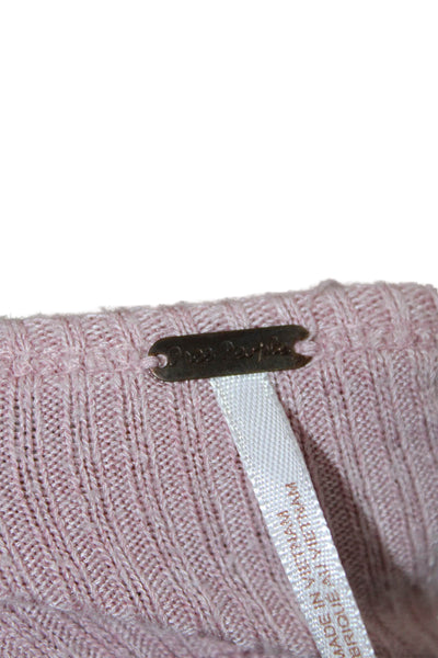Free People Women Pink Striped Tunic Sweater Button Up Long Sleeve Size M