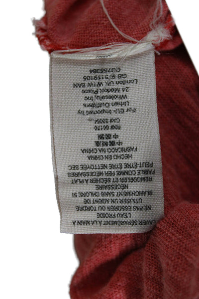 Free People Women Tunic Button Up Red Linen Cotton Short Sleeve Size S