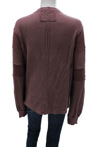 We The Free Women Henley Sweatshirt Purple Button Long Sleeve Size M