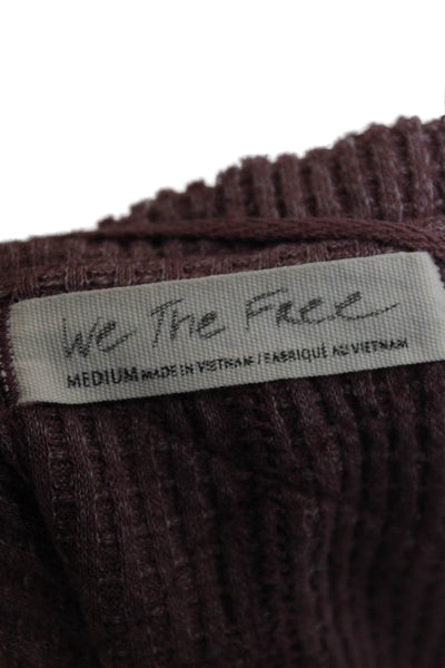 We The Free Women Henley Sweatshirt Purple Button Long Sleeve Size M