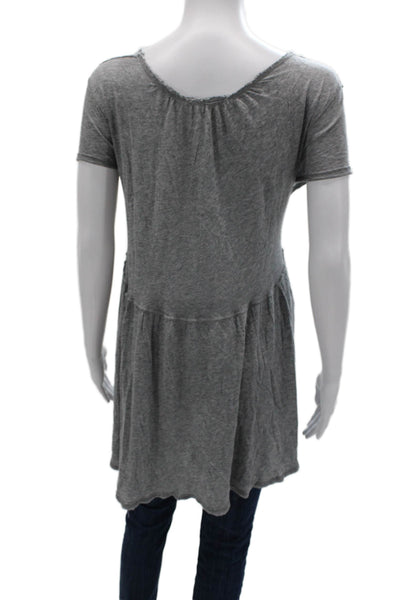 We The Free Women Bohemian Tunic Tee Gray Modal Pima Cotton Short Sleeve Size L