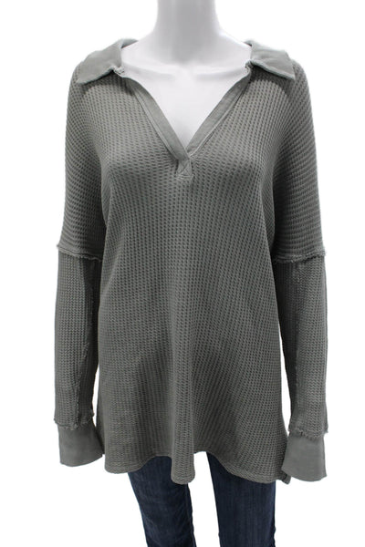 We The Free Women Gray V Neck Tunic Sweater Long Sleeve Bohemian Size S