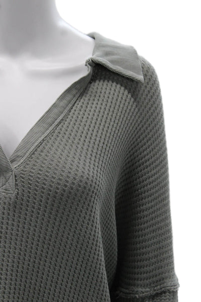 We The Free Women Gray V Neck Tunic Sweater Long Sleeve Bohemian Size S