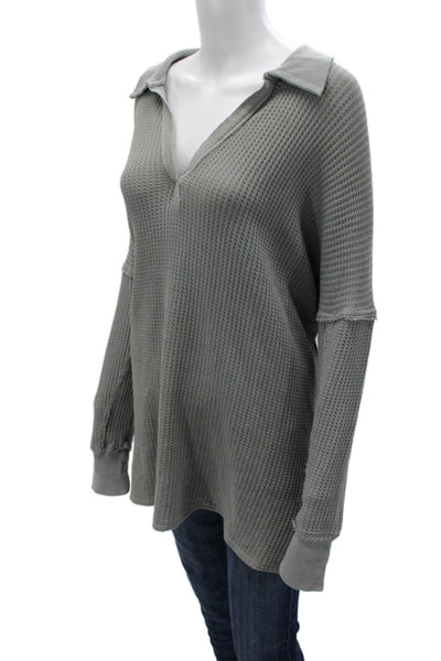 We The Free Women Gray V Neck Tunic Sweater Long Sleeve Bohemian Size S