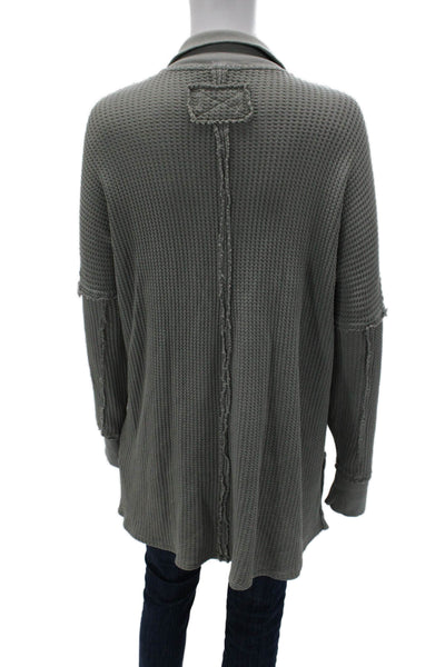 We The Free Women Gray V Neck Tunic Sweater Long Sleeve Bohemian Size S