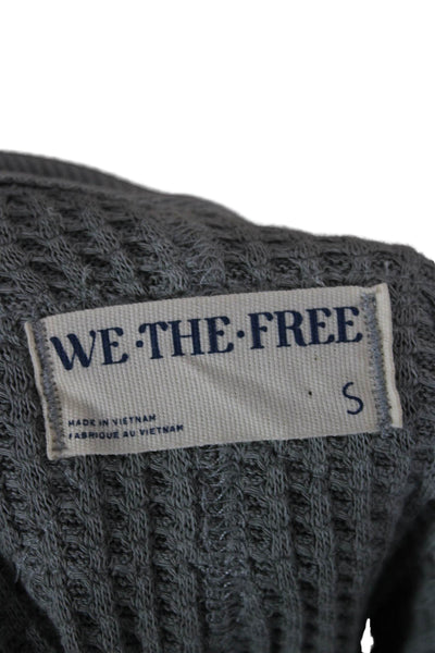 We The Free Women Gray V Neck Tunic Sweater Long Sleeve Bohemian Size S