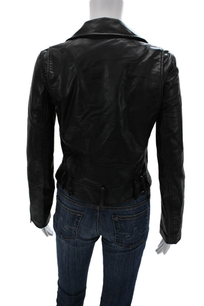 Zara Women Biker Jacket Black Button Collared Long Sleeve Size S
