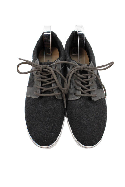 Frame Mens Lace Up Low Top Walking Sneakers Black Size 10.5