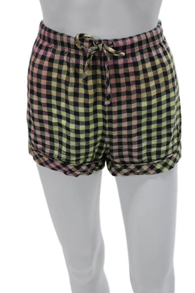 Rails Womens Plaid Rayon Drawstring Shorts 90s Spring Black Size XS