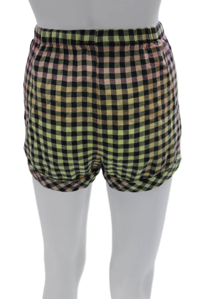 Rails Womens Plaid Rayon Drawstring Shorts 90s Spring Black Size XS